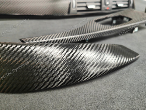 BMW F30 F80 M3 3-SERIES LCI INTERIOR TRIM SET - DEEP TEXTURED GLOSSY CARBON / GLOSS BLACK ACCENT (MTD-TEX)