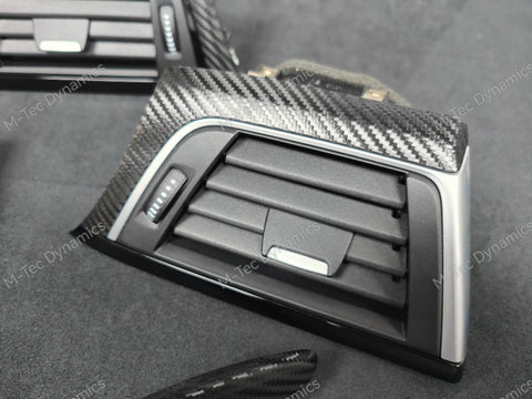 BMW F30 F80 M3 3-SERIES LCI INTERIOR TRIM SET - DEEP TEXTURED GLOSSY CARBON / GLOSS BLACK ACCENT (MTD-TEX)