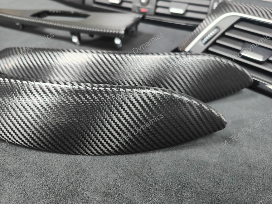 BMW F30 F31 F36 F80 LCI INTERIOR TRIM SET - TEXTURED CARBON / GLOSS BLACK ACCENT