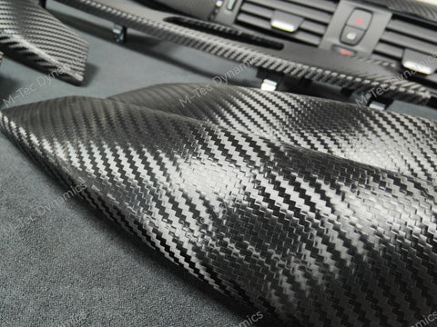 BMW F30 F80 M3 3-SERIES LCI INTERIOR TRIM SET - DEEP TEXTURED GLOSSY CARBON / GLOSS BLACK ACCENT (MTD-TEX)