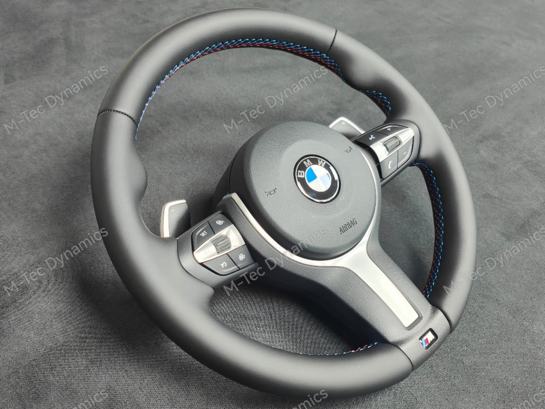 BMW F-SERIES NAPPA LEATHER TRI-STITCH STEERING WHEEL (AUTO) - BMW 1 2 3 4 SERIES F20 F22 F30 F32 M2 M3 M4