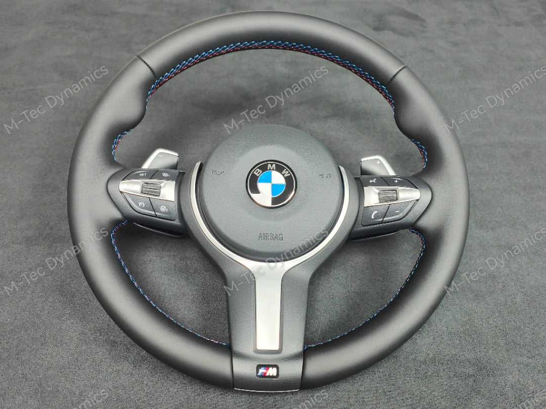 BMW F-SERIES NAPPA LEATHER TRI-STITCH STEERING WHEEL (AUTO) - BMW 1 2 3 4 SERIES F20 F22 F30 F32 M2 M3 M4
