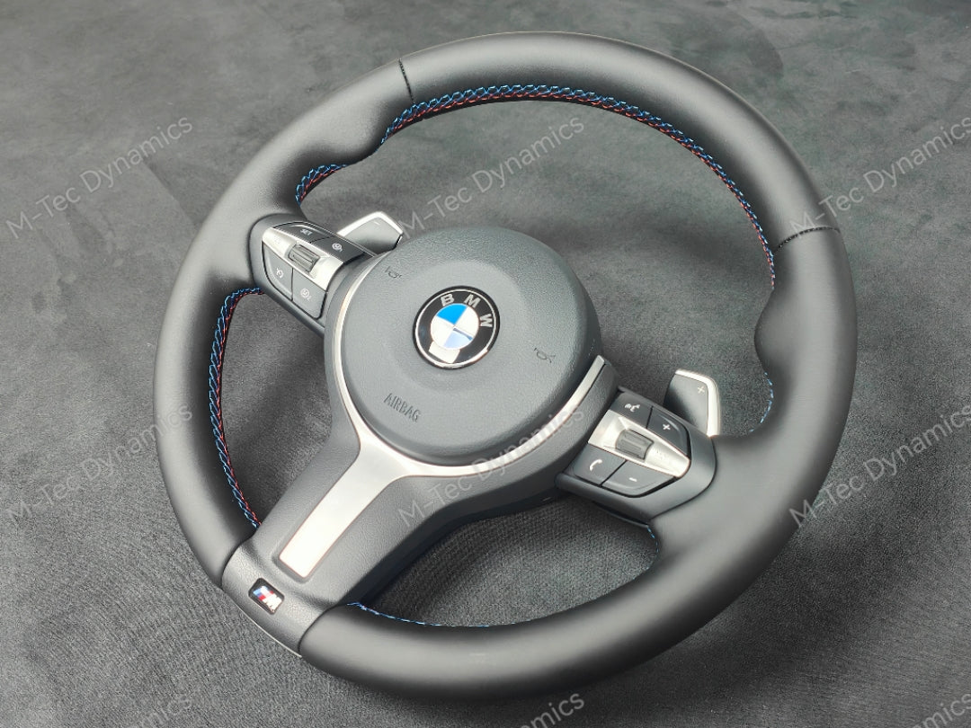 BMW F-SERIES NAPPA LEATHER TRI-STITCH STEERING WHEEL (AUTO) - BMW 1 2 3 4 SERIES F20 F22 F30 F32 M2 M3 M4