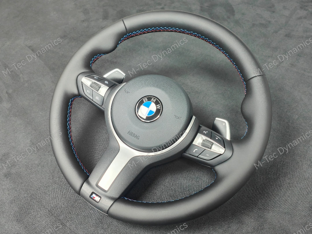BMW F-SERIES NAPPA LEATHER TRI-STITCH STEERING WHEEL (AUTO) - BMW 1 2 3 4 SERIES F20 F22 F30 F32 M2 M3 M4