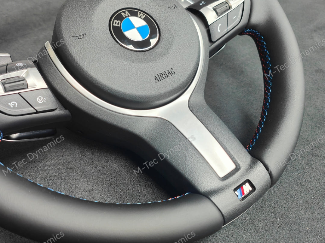 BMW F-SERIES NAPPA LEATHER TRI-STITCH STEERING WHEEL (AUTO) - BMW 1 2 3 4 SERIES F20 F22 F30 F32 M2 M3 M4
