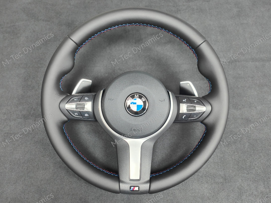 BMW F-SERIES NAPPA LEATHER TRI-STITCH STEERING WHEEL (AUTO) - BMW 1 2 3 4 SERIES F20 F22 F30 F32 M2 M3 M4