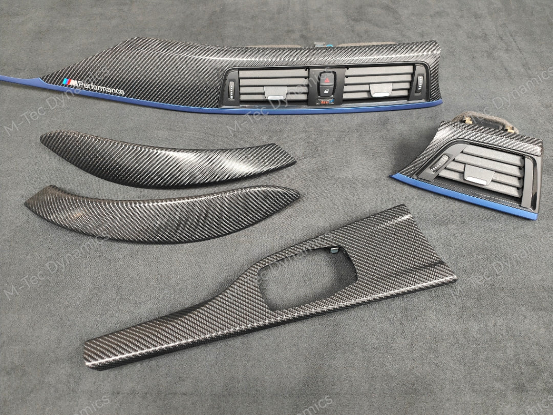 BMW F32 COUPE F82 M4 INTERIOR TRIM SET - 4D CARBON / BLUE ACCENT