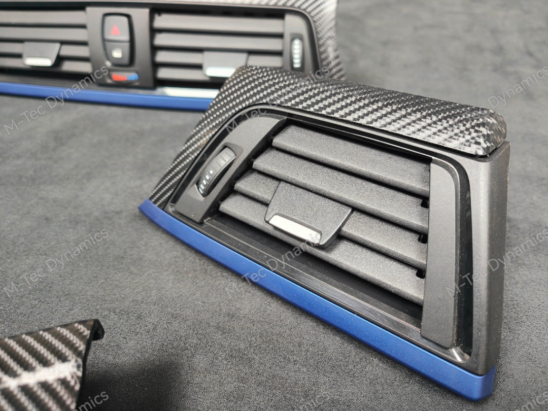 BMW F32 COUPE F82 M4 INTERIOR TRIM SET - 4D CARBON / BLUE ACCENT