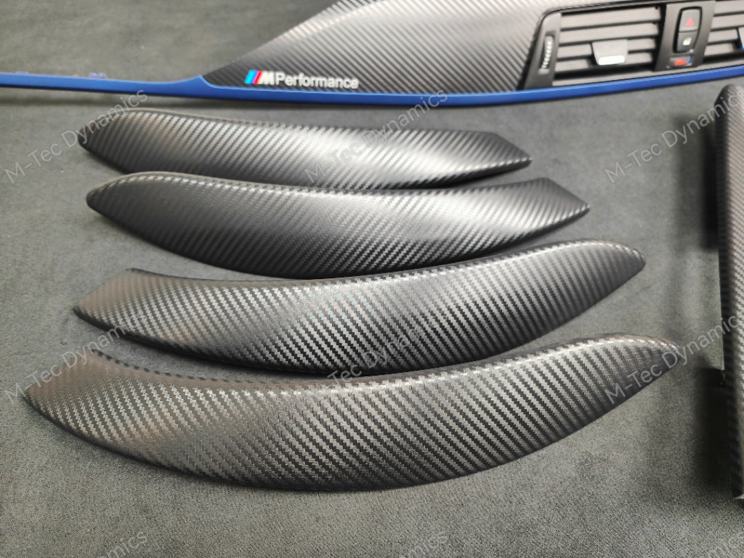 BMW F30 F31 F36 F80 LCI INTERIOR TRIM SET - 3D CARBON / BLUE ACCENT