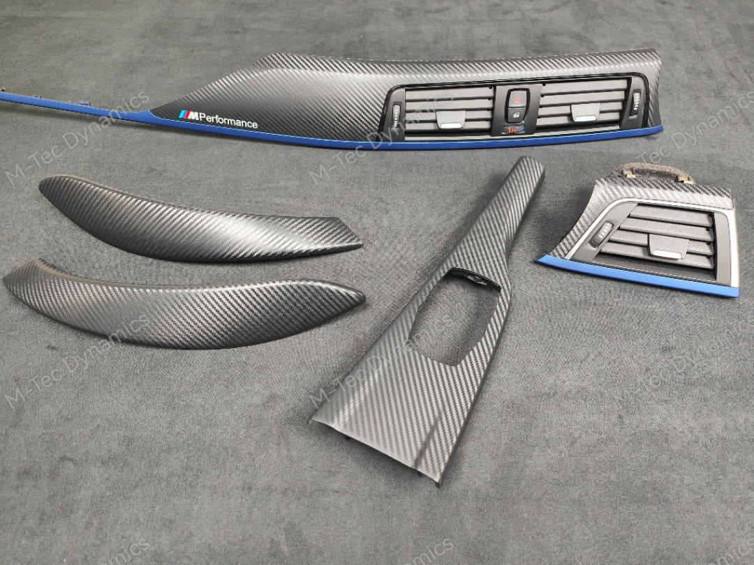 BMW F32 COUPE LCI INTERIOR TRIM SET - 3D CARBON / BLUE ACCENT