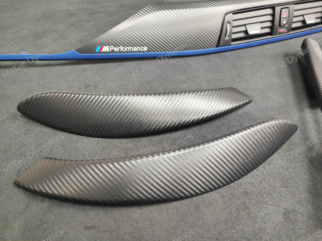 BMW F32 COUPE LCI INTERIOR TRIM SET - 3D CARBON / BLUE ACCENT
