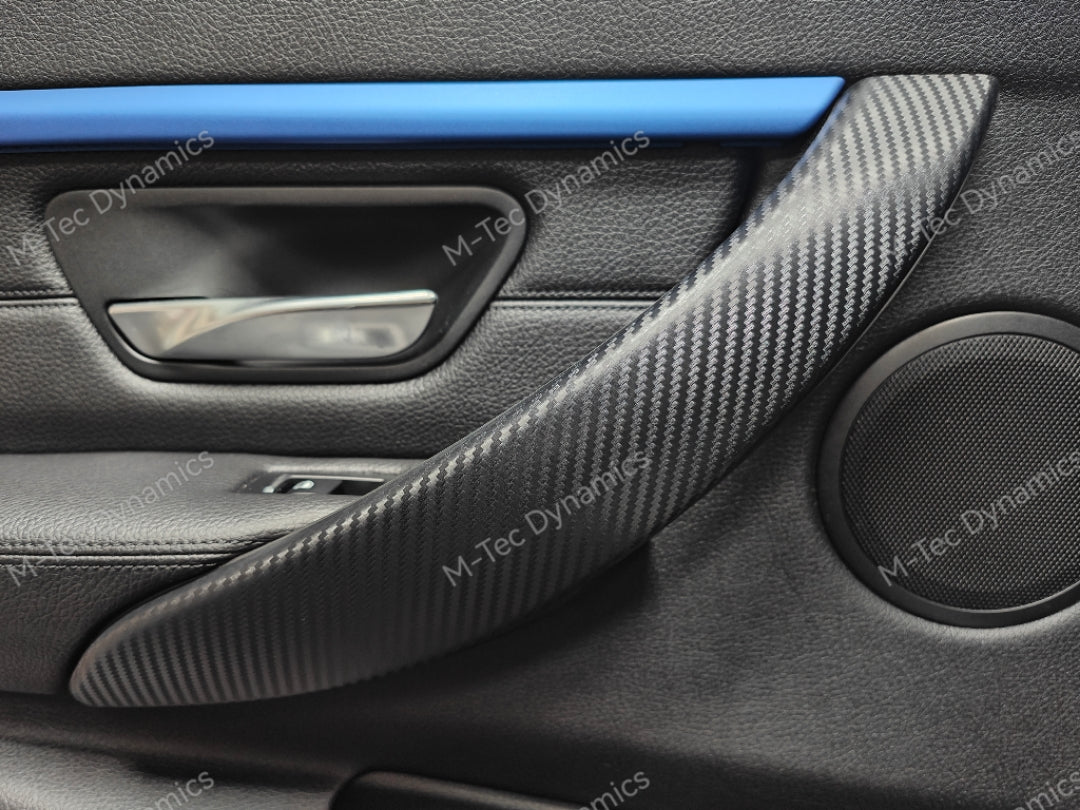 WRAPPING SERVICE - BMW F3X INTERIOR TRIM SET - 3D CARBON / BLUE ACCENT (F30 F31 F32 F33 F36)