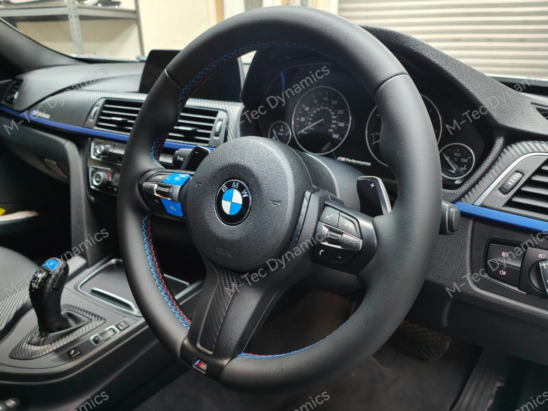 WRAPPING SERVICE - BMW F3X INTERIOR TRIM SET - 3D CARBON / BLUE ACCENT (F30 F31 F32 F33 F36)