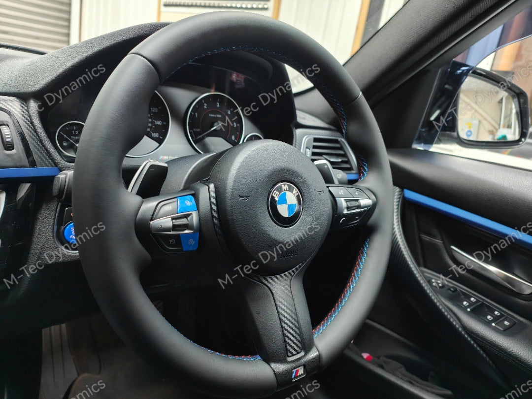 WRAPPING SERVICE - BMW F3X INTERIOR TRIM SET - 3D CARBON / BLUE ACCENT (F30 F31 F32 F33 F36)