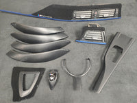 WRAPPING SERVICE - BMW F3X INTERIOR TRIM SET - 3D CARBON / ALCANTARA / BLUE ACCENT - (F30 F31 F32 F33 F36)