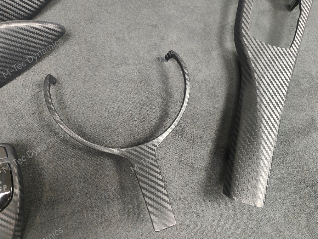 WRAPPING SERVICE - BMW F3X INTERIOR TRIM SET - 3D CARBON / ALCANTARA / BLUE ACCENT - (F30 F31 F32 F33 F36)