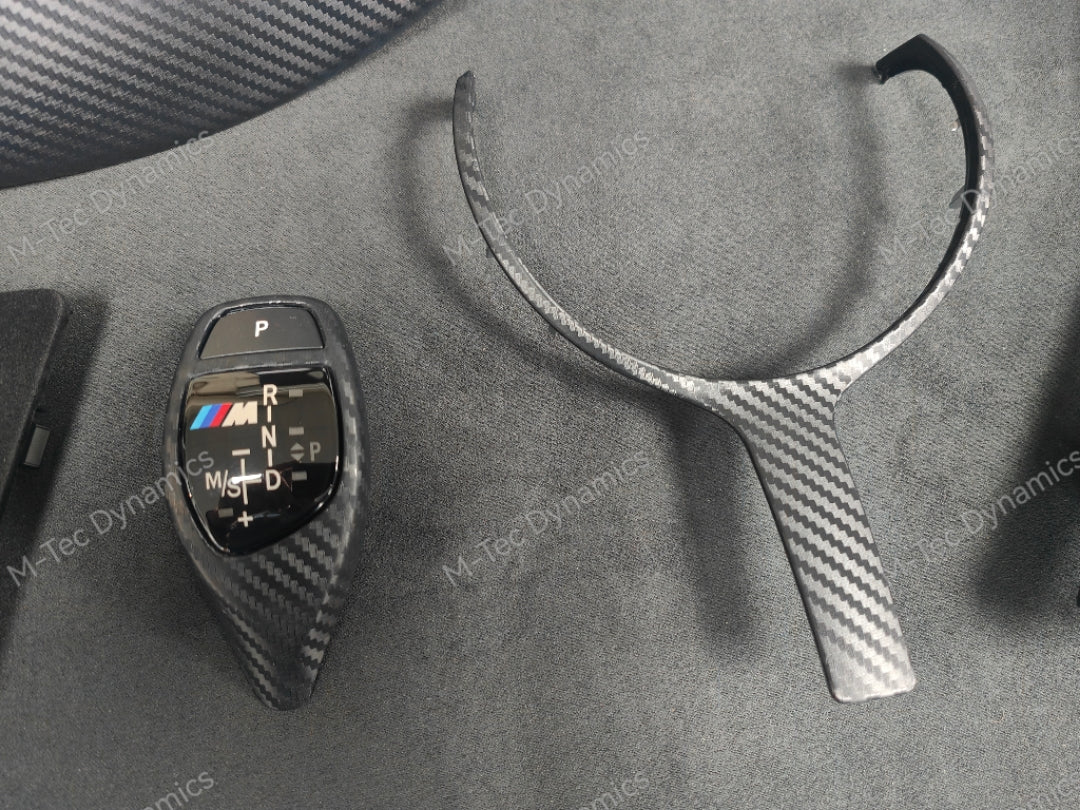 WRAPPING SERVICE - BMW F3X INTERIOR TRIM SET - 3D CARBON / ALCANTARA / BLUE ACCENT - (F30 F31 F32 F33 F36)