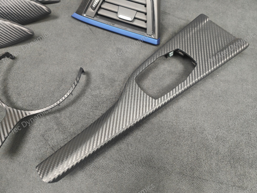 WRAPPING SERVICE - BMW F3X INTERIOR TRIM SET - 3D CARBON / ALCANTARA / BLUE ACCENT - (F30 F31 F32 F33 F36)