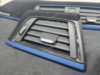 BMW F32 COUPE INTERIOR TRIM SET - 3D CARBON / ALCANTARA STYLE  / BLUE ACCENT