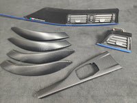 BMW F30 F31 F36 INTERIOR TRIM SET - 3D CARBON / ALCANTARA STYLE  / BLUE ACCENT