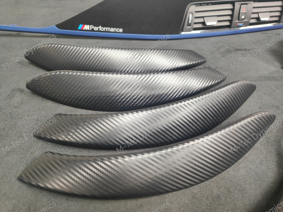 BMW F30 F31 F36 INTERIOR TRIM SET - 3D CARBON / ALCANTARA STYLE  / BLUE ACCENT