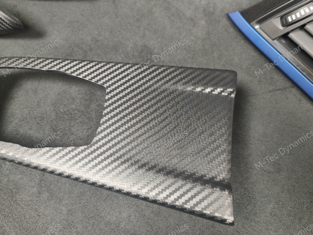 BMW F30 F31 F36 INTERIOR TRIM SET - 3D CARBON / ALCANTARA STYLE  / BLUE ACCENT