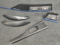 BMW F32 COUPE INTERIOR TRIM SET - 3D CARBON / ALCANTARA STYLE  / BLUE ACCENT