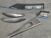 BMW F32 COUPE INTERIOR TRIM SET - 3D CARBON / ALCANTARA STYLE  / BLUE ACCENT