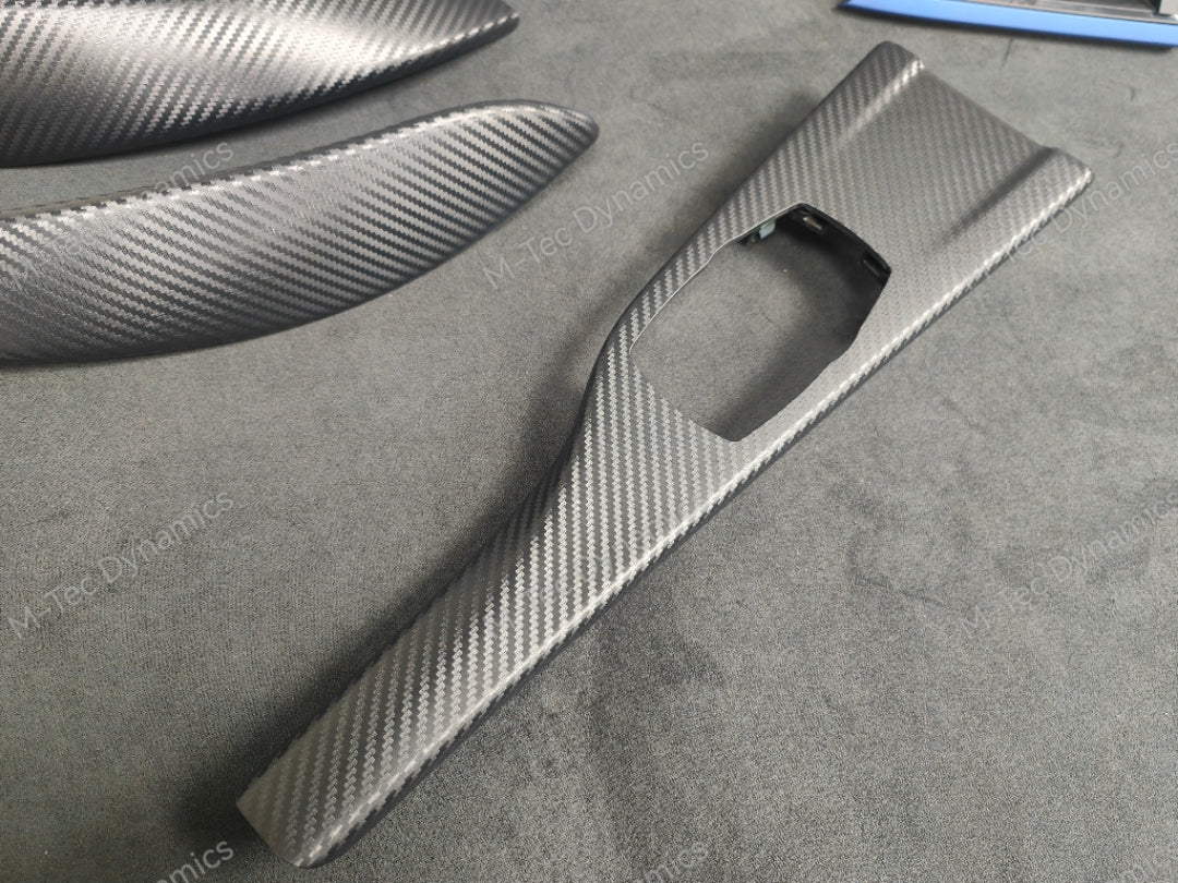 BMW F32 COUPE INTERIOR TRIM SET - 3D CARBON / ALCANTARA STYLE  / BLUE ACCENT