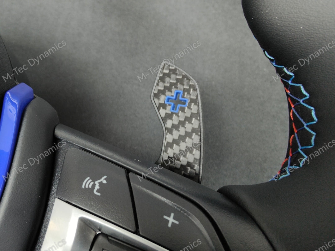 BMW F-SERIES NAPPA LEATHER TRI-STITCH / CUSTOM / BLUE M4 FASCIA STEERING WHEEL - BMW 1 2 3 4 5 X SERIES