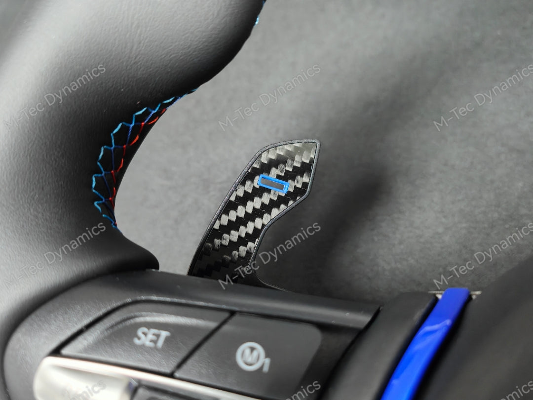 BMW F-SERIES NAPPA LEATHER TRI-STITCH / CUSTOM / BLUE M4 FASCIA STEERING WHEEL - BMW 1 2 3 4 5 X SERIES