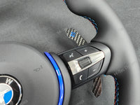 BMW F-SERIES NAPPA LEATHER TRI-STITCH / CUSTOM / BLUE M4 FASCIA STEERING WHEEL - BMW 1 2 3 4 5 X SERIES