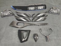 WRAPPING SERVICE - BMW F20 F21 F22 F23 LCI-2 CUSTOM INTERIOR TRIM SET - TEXTURED CARBON / BLUE ACCENT