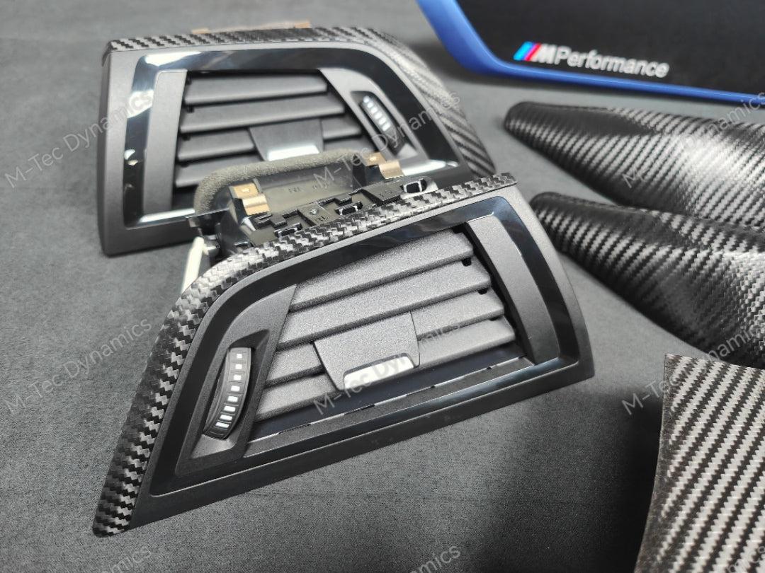 WRAPPING SERVICE - BMW F20 F21 F22 F23 LCI-2 CUSTOM INTERIOR TRIM SET - TEXTURED CARBON / BLUE ACCENT