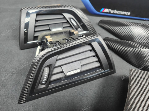 BMW F20 F21 F22 F23 LCI-2 CUSTOM INTERIOR TRIM SET - PREMIUM TEXTURED BLACK CARBON / BLUE ACCENT - WRAPPING SERVICE
