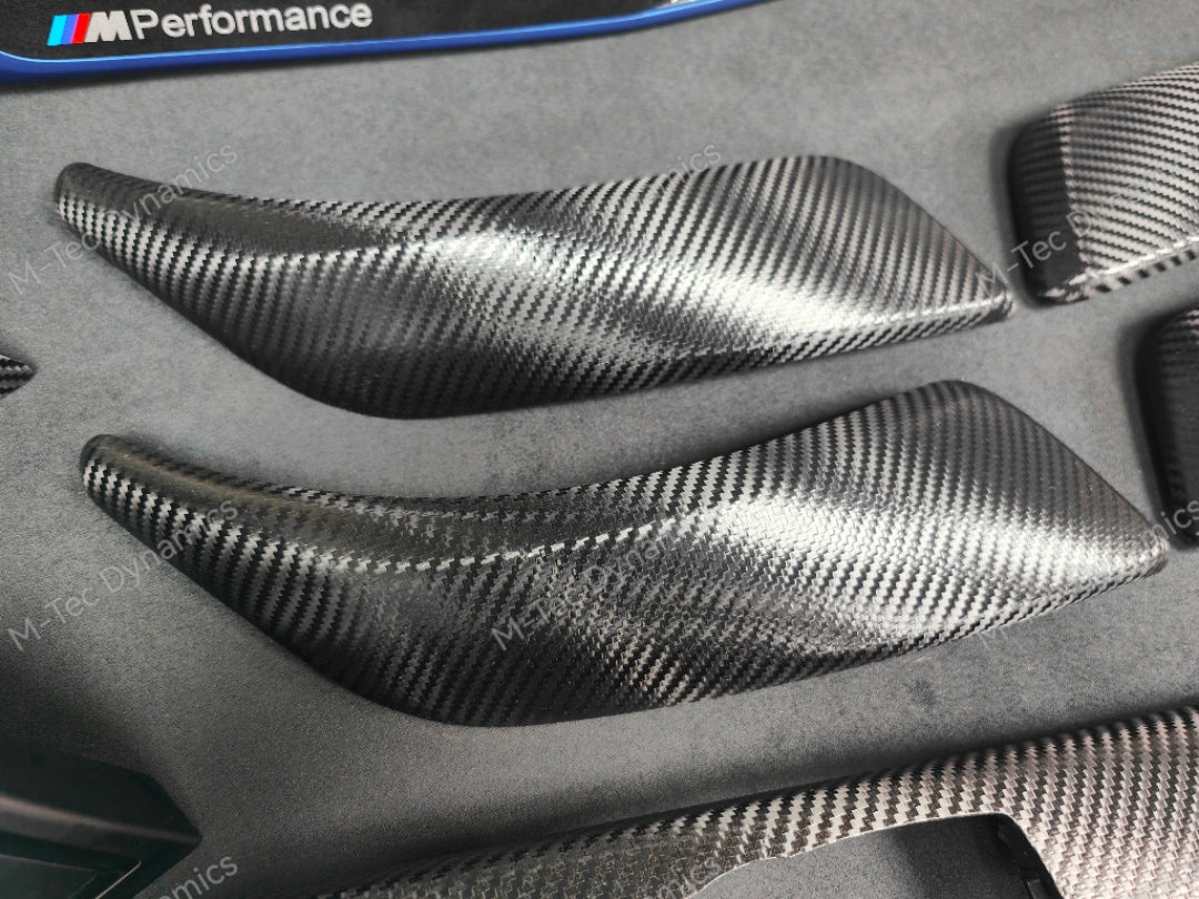 WRAPPING SERVICE - BMW F20 F21 F22 F23 LCI-2 CUSTOM INTERIOR TRIM SET - TEXTURED CARBON / BLUE ACCENT