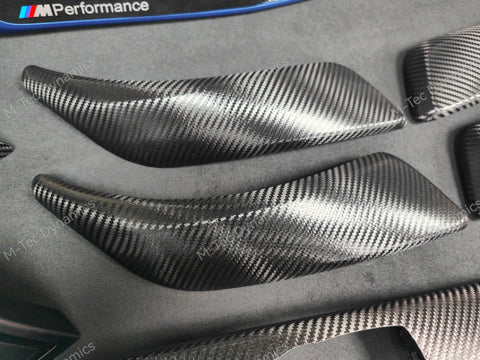 BMW F20 F21 F22 F23 LCI-2 CUSTOM INTERIOR TRIM SET - PREMIUM TEXTURED BLACK CARBON / BLUE ACCENT - WRAPPING SERVICE
