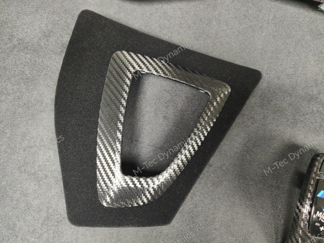 WRAPPING SERVICE - BMW F20 F21 F22 F23 LCI-2 CUSTOM INTERIOR TRIM SET - TEXTURED CARBON / BLUE ACCENT