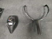 WRAPPING SERVICE - BMW F20 F21 F22 F23 LCI-2 CUSTOM INTERIOR TRIM SET - TEXTURED CARBON / BLUE ACCENT