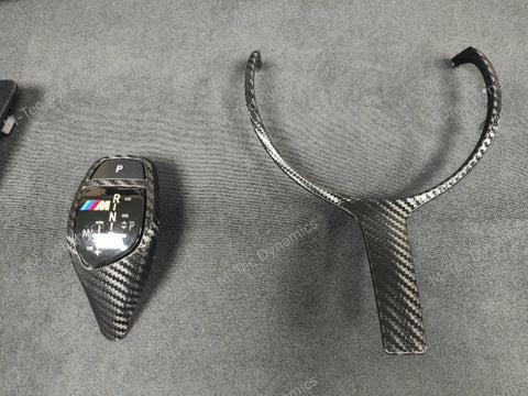 BMW F20 F21 F22 F23 LCI-2 CUSTOM INTERIOR TRIM SET - PREMIUM TEXTURED BLACK CARBON / BLUE ACCENT - WRAPPING SERVICE