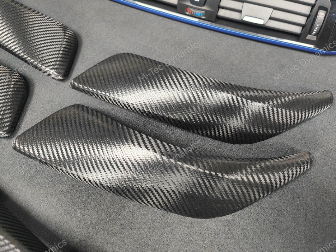 WRAPPING SERVICE - BMW F20 F21 F22 F23 LCI-2 CUSTOM INTERIOR TRIM SET - TEXTURED CARBON / BLUE ACCENT