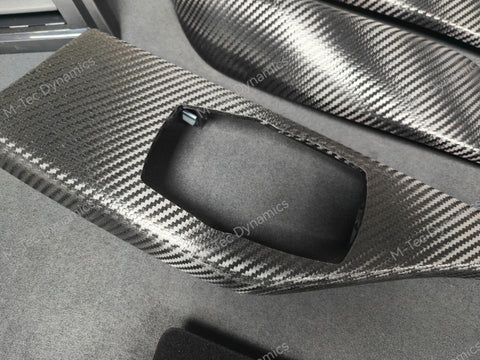 BMW F20 F21 F22 F23 LCI-2 CUSTOM INTERIOR TRIM SET - PREMIUM TEXTURED BLACK CARBON / BLUE ACCENT - WRAPPING SERVICE