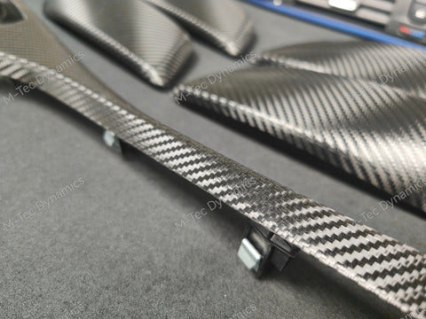 BMW F20 F21 F22 F23 LCI-2 CUSTOM INTERIOR TRIM SET - PREMIUM TEXTURED BLACK CARBON / BLUE ACCENT - WRAPPING SERVICE