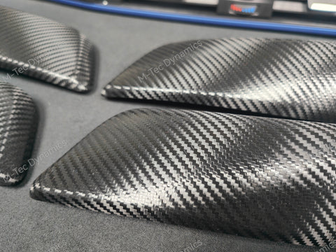 BMW F20 F21 F22 F23 LCI-2 CUSTOM INTERIOR TRIM SET - PREMIUM TEXTURED BLACK CARBON / BLUE ACCENT - WRAPPING SERVICE