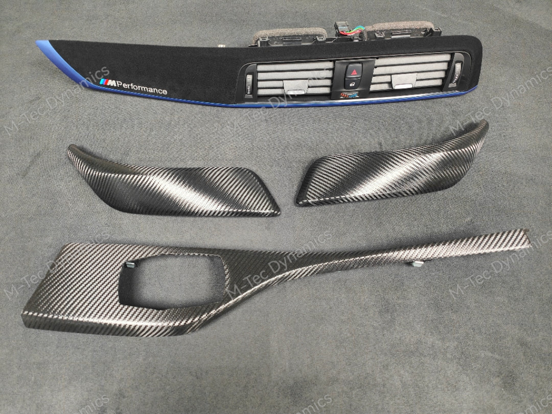 BMW F21 F22 LCI-2 CUSTOM INTERIOR TRIM SET - TEXTURED CARBON / BLUE ACCENT