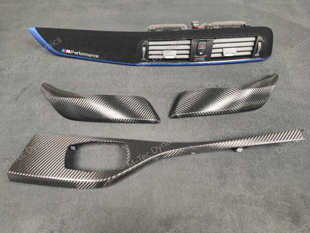BMW F21 F22 LCI-2 CUSTOM INTERIOR TRIM SET - TEXTURED CARBON / BLUE ACCENT