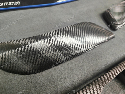BMW F21 F22 LCI-2 CUSTOM INTERIOR TRIM SET - PREMIUM TEXTURED BLACK CARBON / BLUE ACCENT