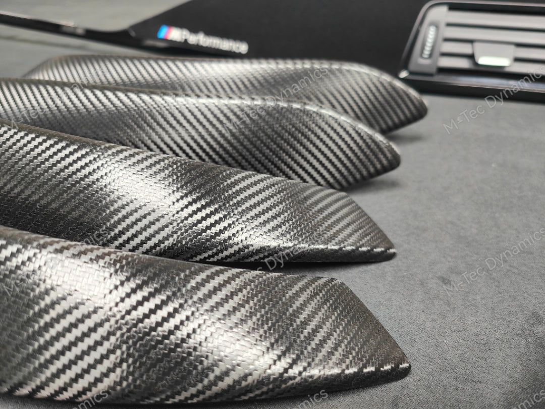 BMW F30 F31 F36 F80 LCI INTERIOR TRIM SET - TEXTURED CARBON / ALCANTARA STYLE  / BLACK ACCENT