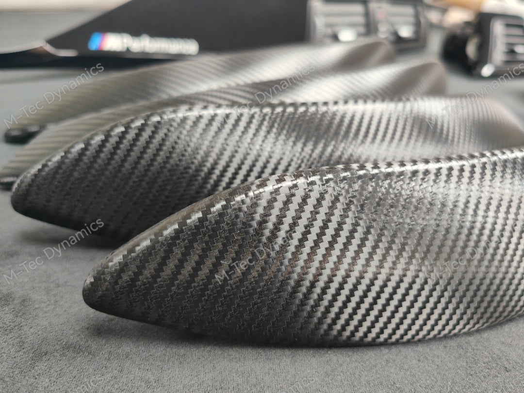 BMW F30 F31 F36 F80 LCI INTERIOR TRIM SET - TEXTURED CARBON / ALCANTARA STYLE  / BLACK ACCENT
