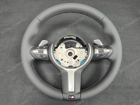 BMW F-SERIES ANTHRACITE NAPPA LEATHER TRI-STITCH STEERING WHEEL - BMW 1 2 3 4 SERIES F20 F22 F30 F32 M2 M3 M4
